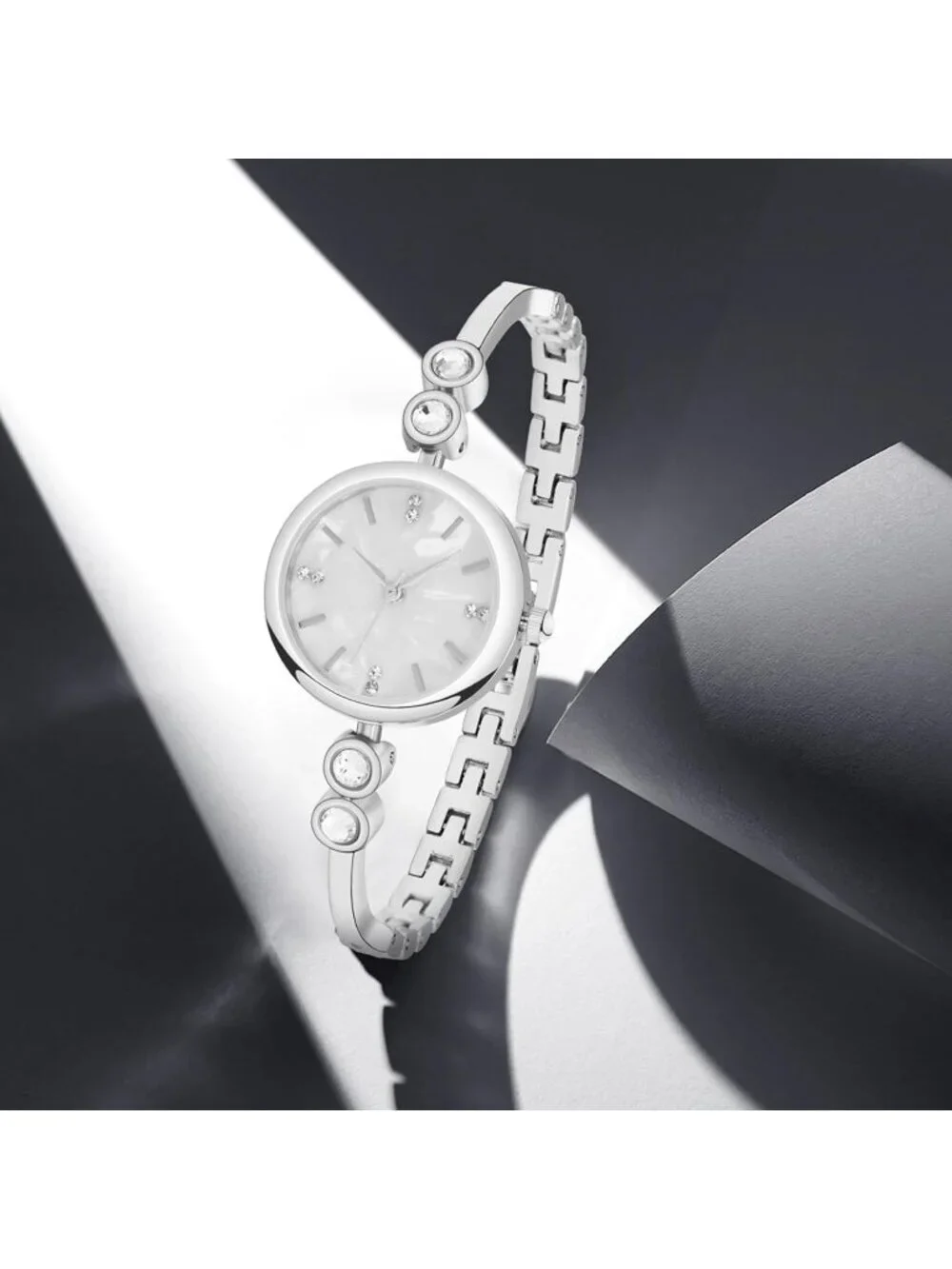 Womens Silver Analog Minimalist Relogio Feminino Waterproof Bracelet Wrist Watch